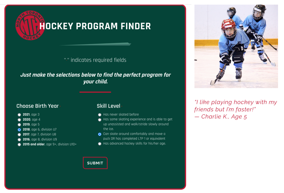 Input age and ability then press submit